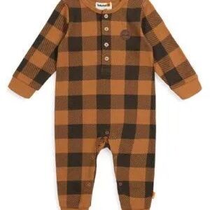 Timberland Plaid Baby Onesie - Brown and Black 3-6 months